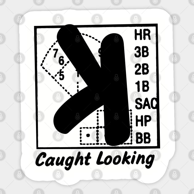 Caught Looking Baseball Backwards K funny baseball softball Strike 3 Bye Sticker by TeeCreations